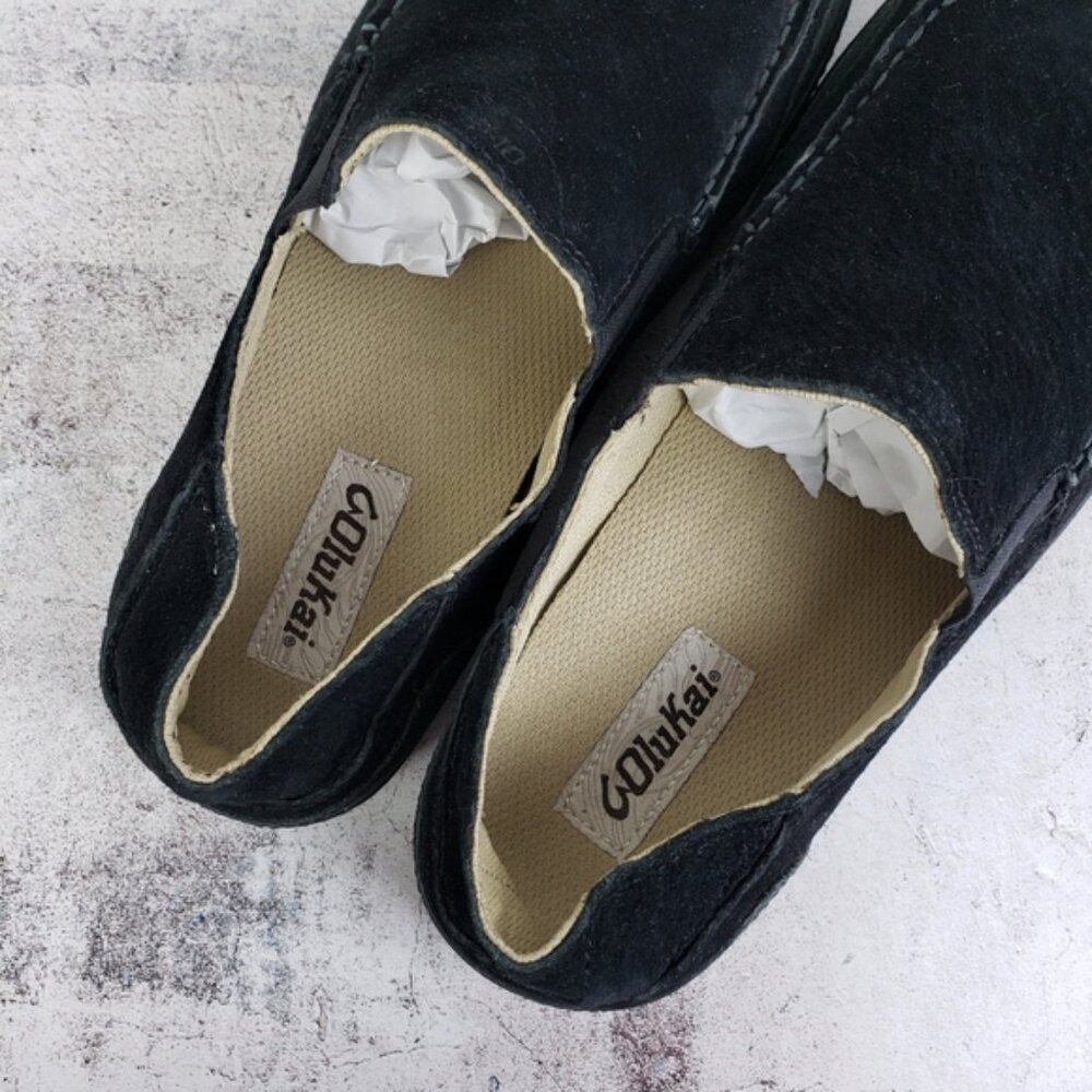 OluKai Puhalu Black Suede Leather Slip On Casual Shoes Men's size 9M EU 42 - Picture 7 of 12